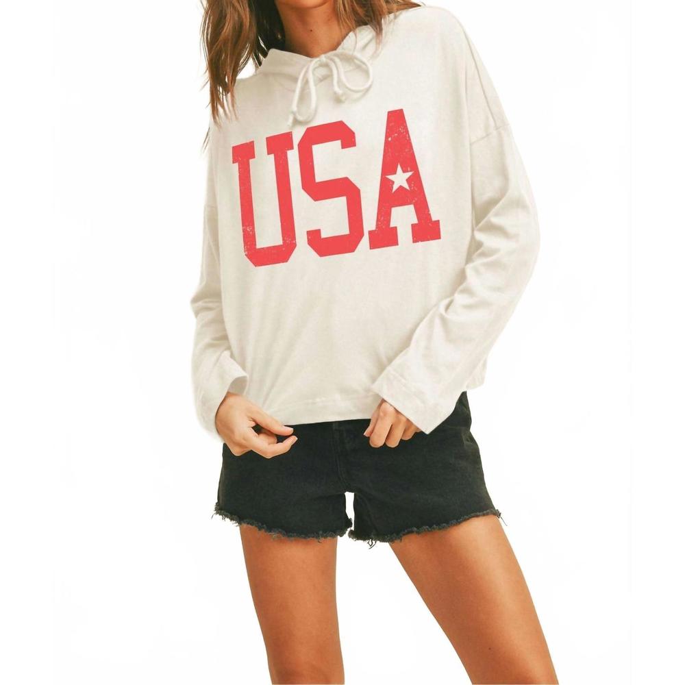 NEW PROTREND usa hooded pullover in soft white